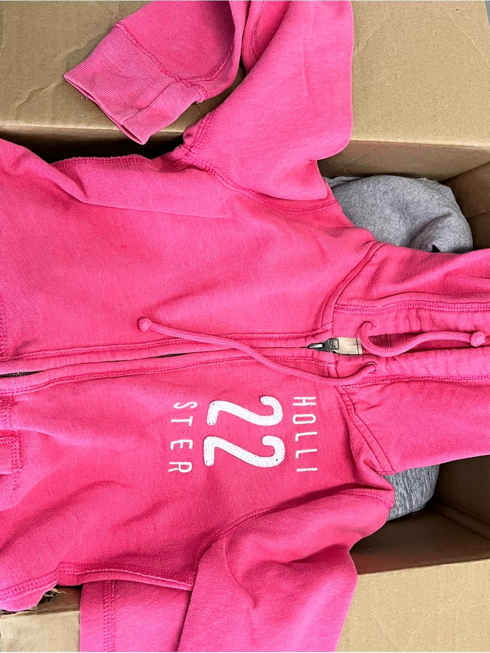 Hollister Pink Zip Hoodie XS • Vintage Early‑2010s • Fleece Lined •22 Logo